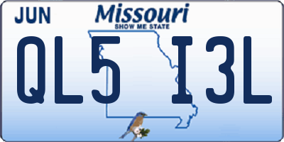 MO license plate QL5I3L