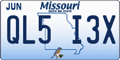 MO license plate QL5I3X