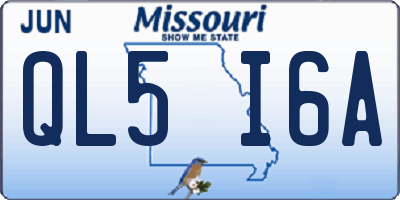 MO license plate QL5I6A
