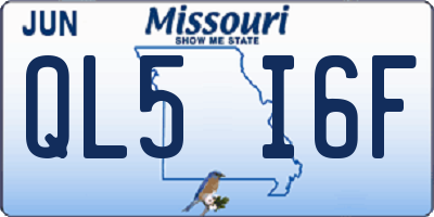 MO license plate QL5I6F
