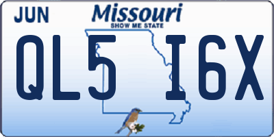 MO license plate QL5I6X