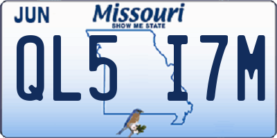 MO license plate QL5I7M