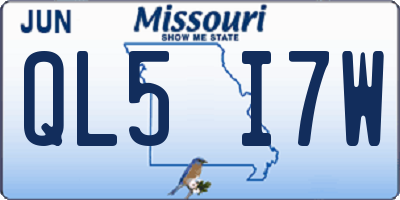 MO license plate QL5I7W