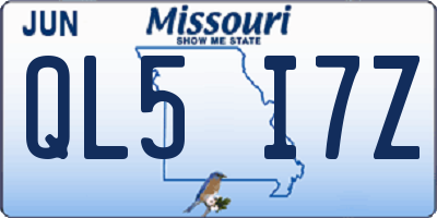 MO license plate QL5I7Z