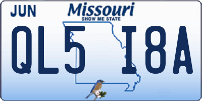 MO license plate QL5I8A