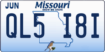 MO license plate QL5I8I