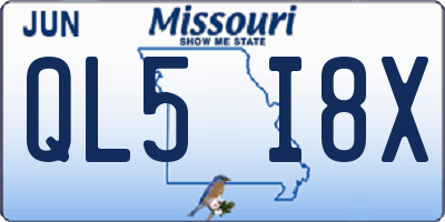 MO license plate QL5I8X