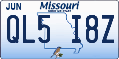 MO license plate QL5I8Z