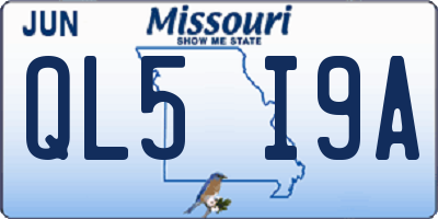 MO license plate QL5I9A