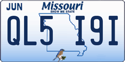 MO license plate QL5I9I