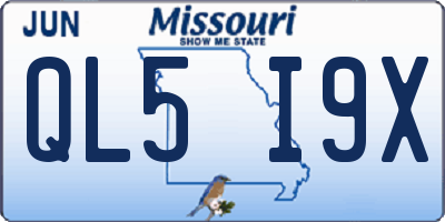 MO license plate QL5I9X