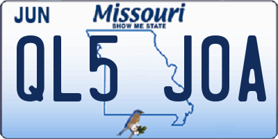 MO license plate QL5J0A