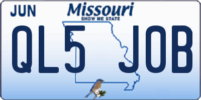 MO license plate QL5J0B