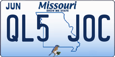 MO license plate QL5J0C