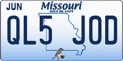 MO license plate QL5J0D