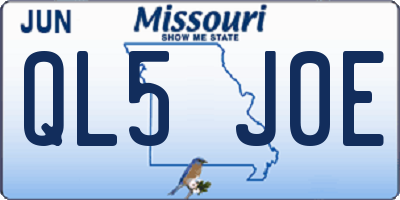 MO license plate QL5J0E
