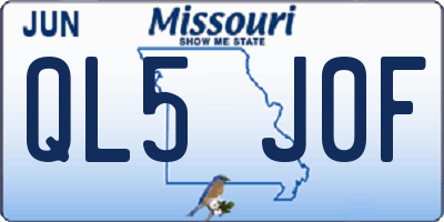 MO license plate QL5J0F