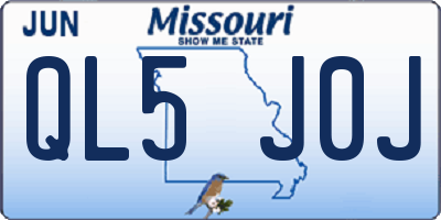 MO license plate QL5J0J