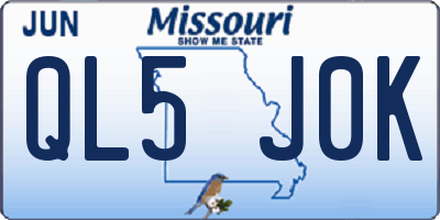 MO license plate QL5J0K