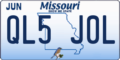 MO license plate QL5J0L