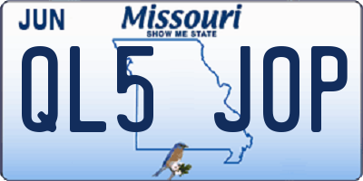 MO license plate QL5J0P