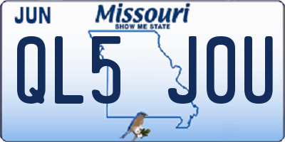 MO license plate QL5J0U