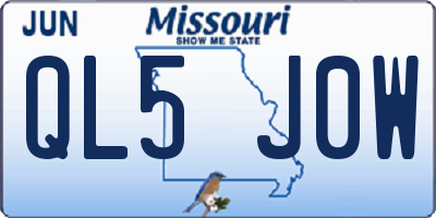 MO license plate QL5J0W