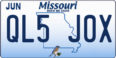 MO license plate QL5J0X