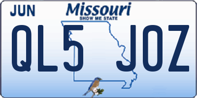 MO license plate QL5J0Z