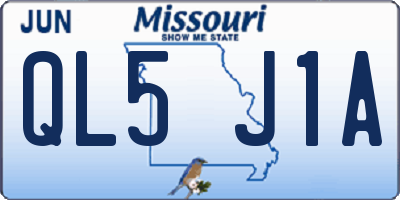 MO license plate QL5J1A