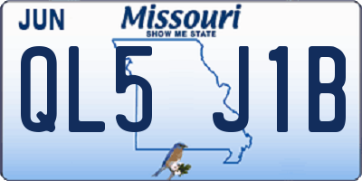 MO license plate QL5J1B