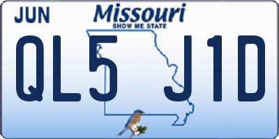 MO license plate QL5J1D
