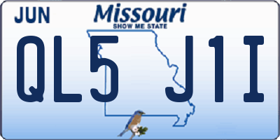 MO license plate QL5J1I