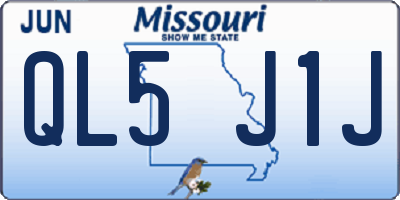MO license plate QL5J1J
