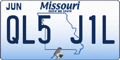 MO license plate QL5J1L