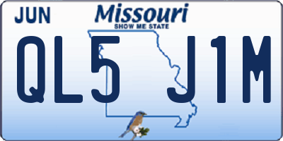 MO license plate QL5J1M