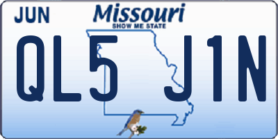 MO license plate QL5J1N