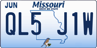 MO license plate QL5J1W