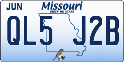 MO license plate QL5J2B