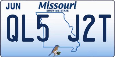 MO license plate QL5J2T