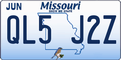 MO license plate QL5J2Z