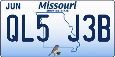 MO license plate QL5J3B
