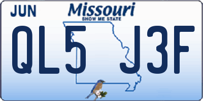 MO license plate QL5J3F