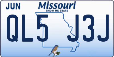 MO license plate QL5J3J