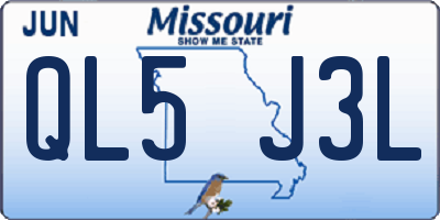 MO license plate QL5J3L