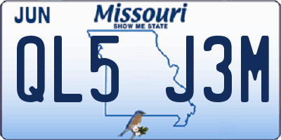 MO license plate QL5J3M