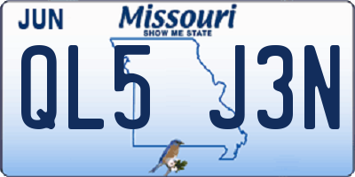 MO license plate QL5J3N