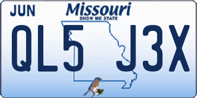 MO license plate QL5J3X