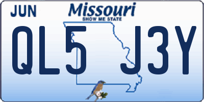 MO license plate QL5J3Y