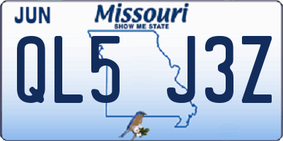 MO license plate QL5J3Z